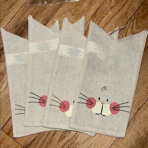 Cute Cat Face Linen Favor Bags - Set of 4